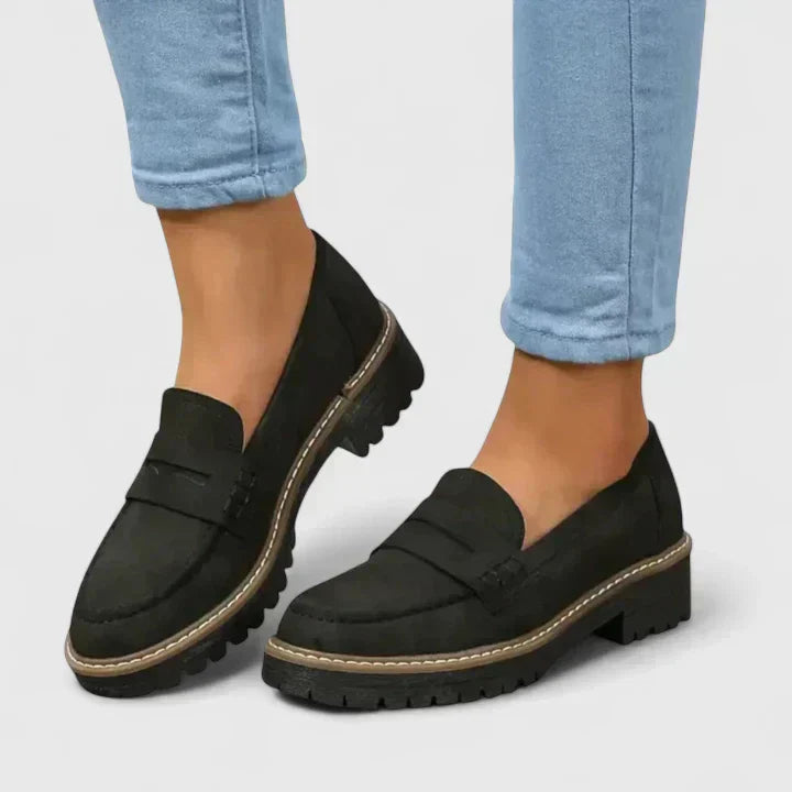Women's Loafer Suede Platform Cushioned Footbed