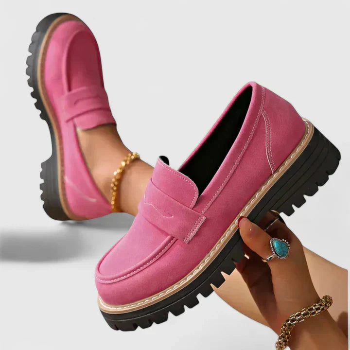 Women's Loafer Suede Platform Cushioned Footbed
