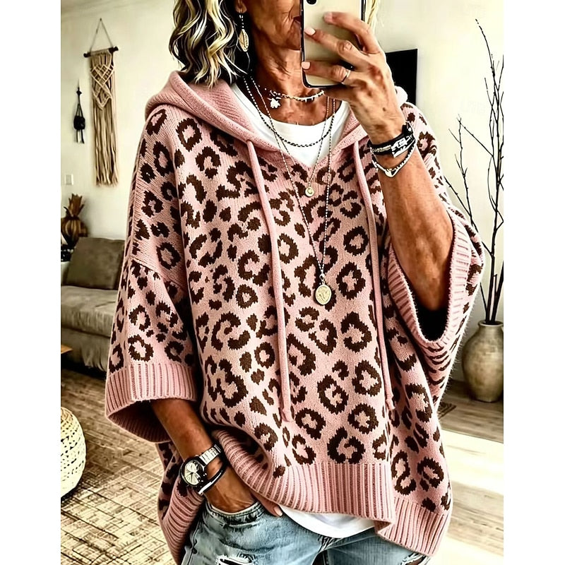 Carys | Women's Relaxed Hooded Animal-Print Jumper