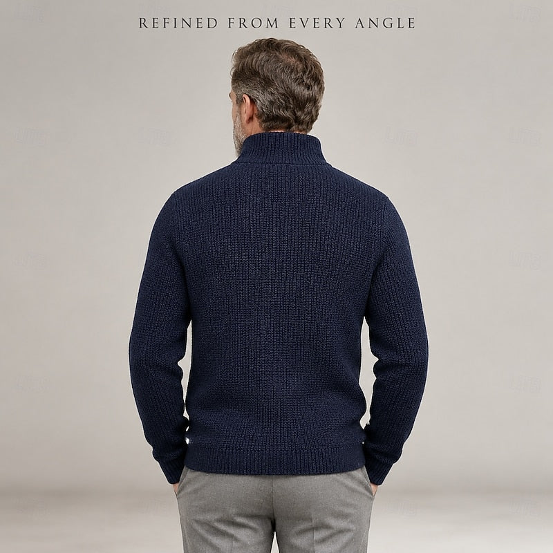Sterling | Men's Waffle-Textured Stand-Collar Button Cardigan