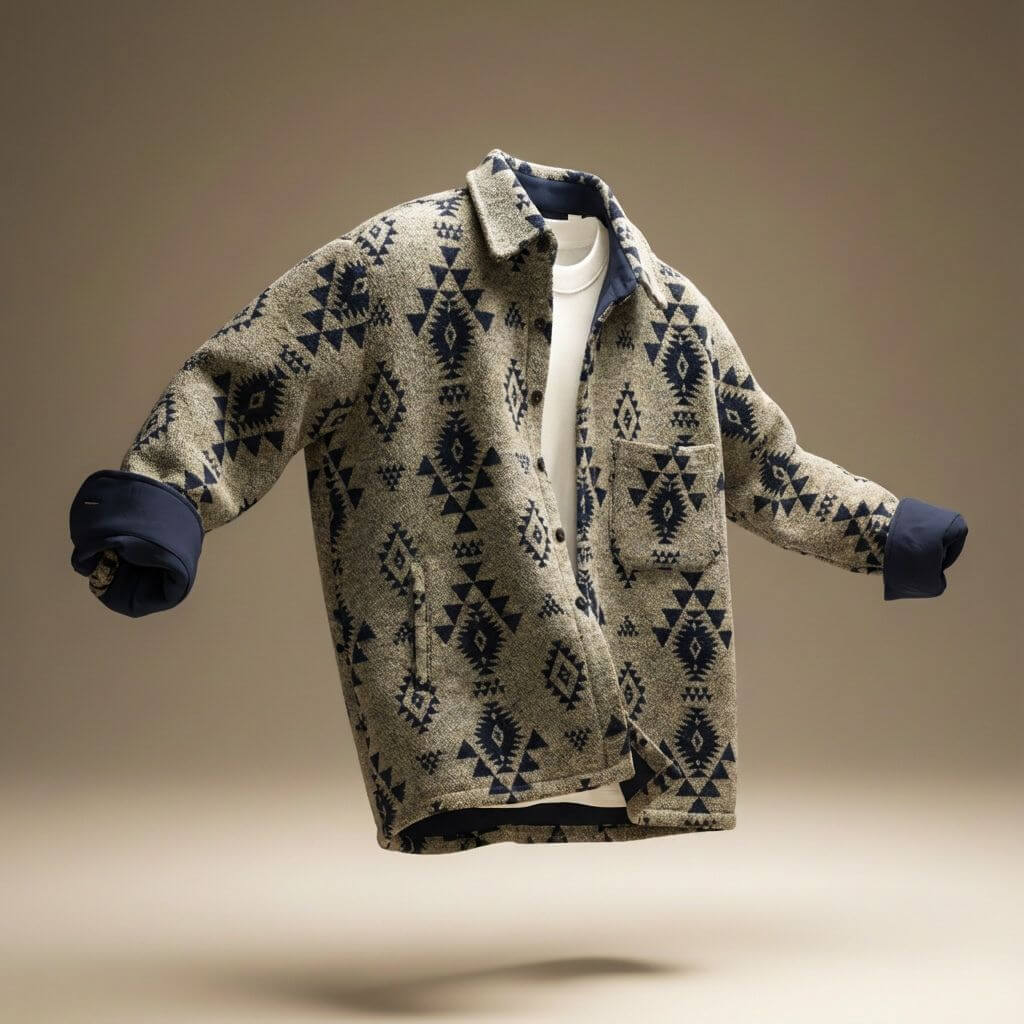 Oswald | Men's Aztec Print Shacket with Button Front and Chest Pocket