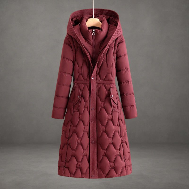 Women's Longline Quilted Puffer Coat with Hood
