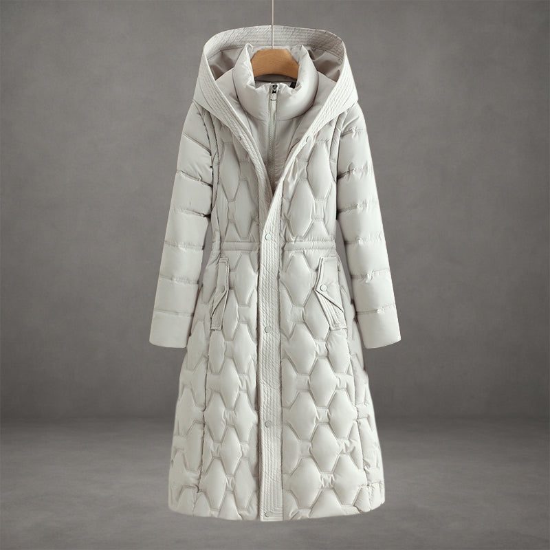 Women's Longline Quilted Puffer Coat with Hood