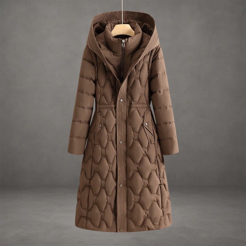Women's Longline Quilted Puffer Coat with Hood