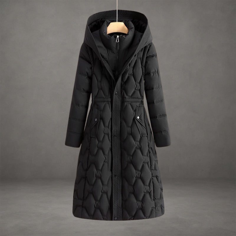 Women's Longline Quilted Puffer Coat with Hood