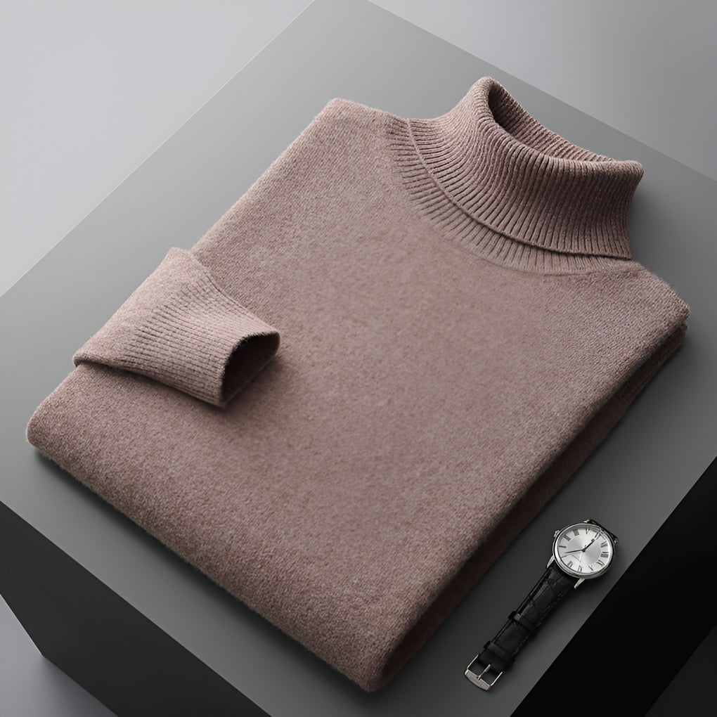 Men's Turtleneck Jumper, Ribbed Cuff Regular Fit Roll Neck Knitwear