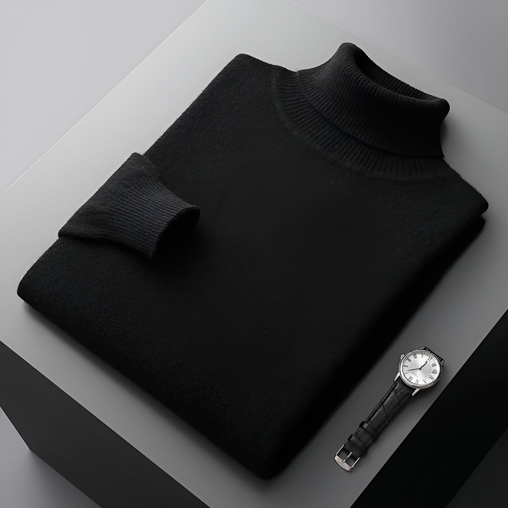 Men's Turtleneck Jumper, Ribbed Cuff Regular Fit Roll Neck Knitwear