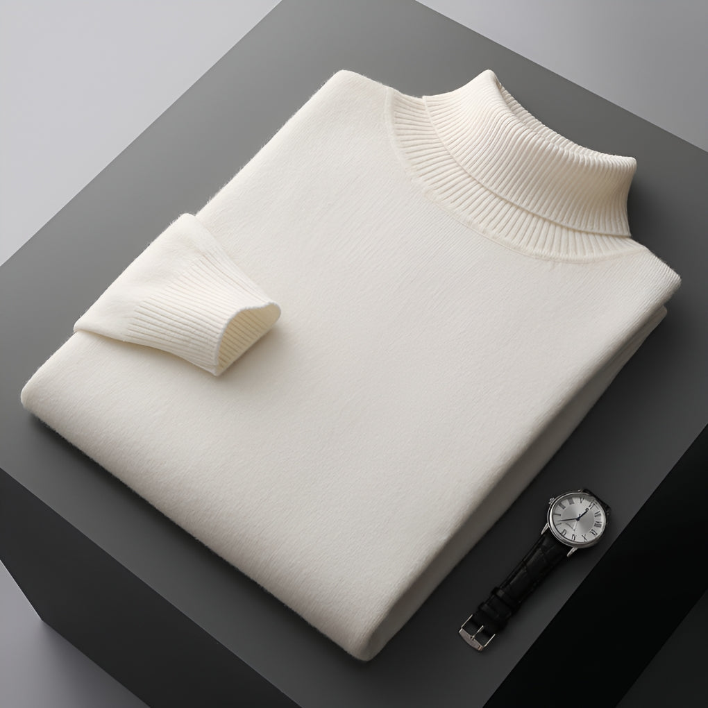 Men's Turtleneck Jumper, Ribbed Cuff Regular Fit Roll Neck Knitwear
