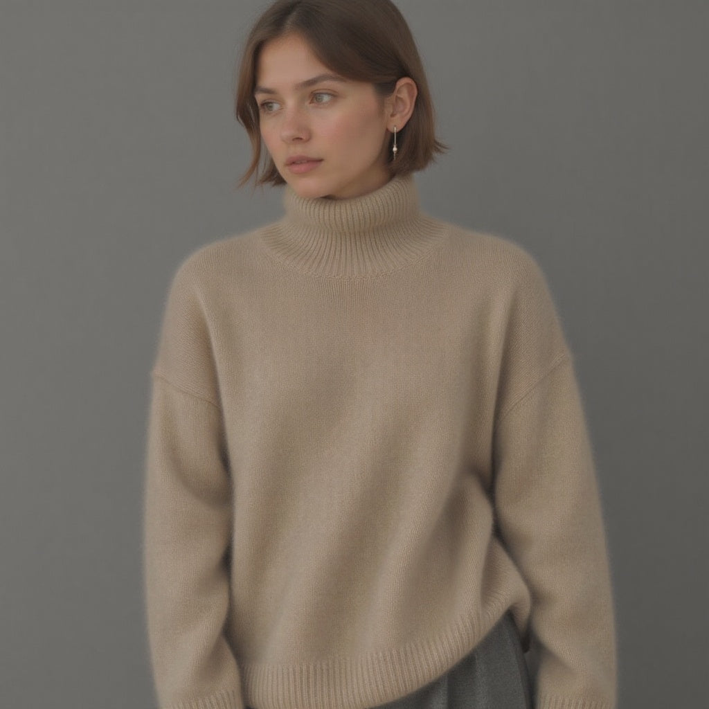 Cashmere Turtleneck Sweater with Oversized Fit