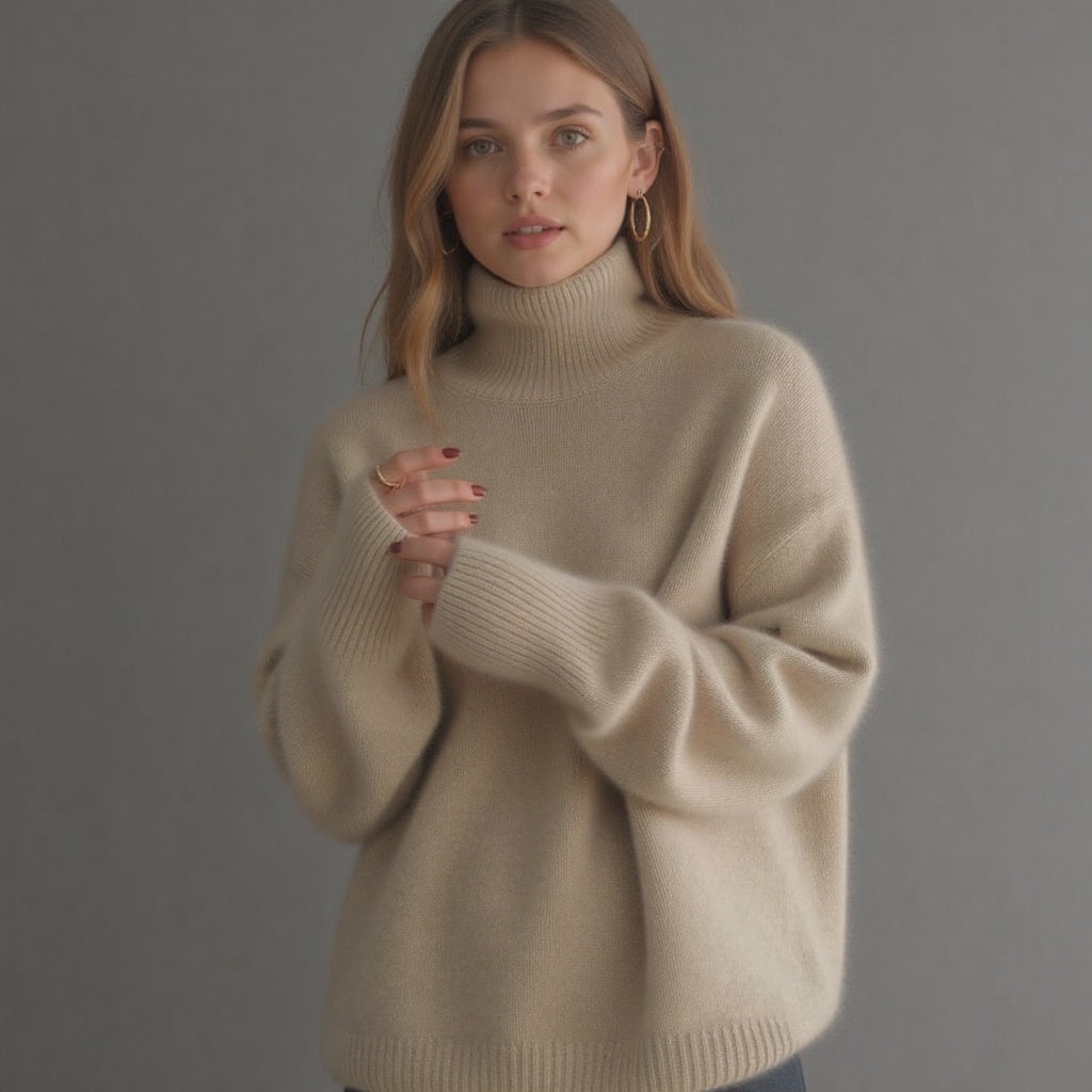 Cashmere Turtleneck Sweater with Oversized Fit