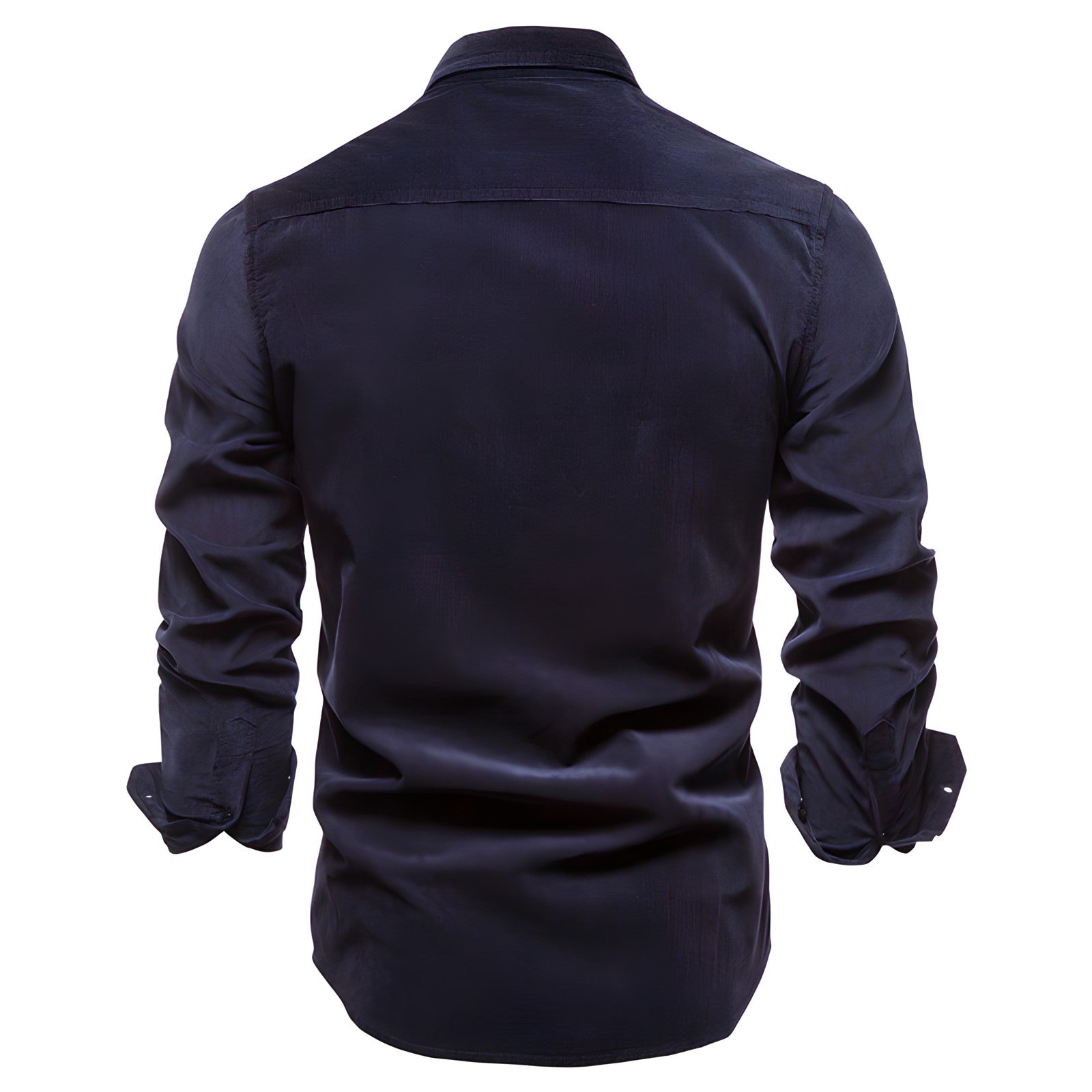 Men's Cargo Shirt Cotton Long Sleeve Dual Chest Pocket Slim Fit