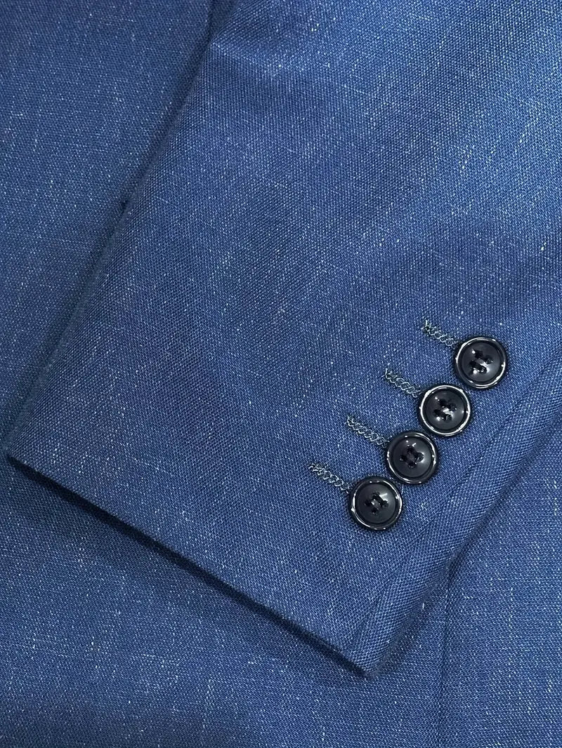 Men's Suit Linen Blend Notch Lapel Slim Fit Two Piece