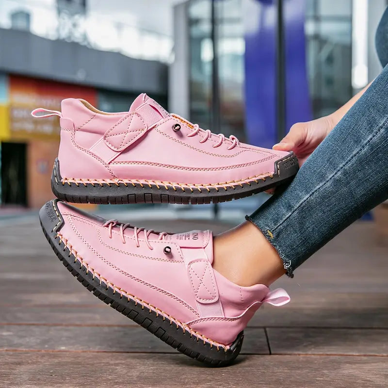 Women Sneaker Leather Slip On Cushioned Wide Fit