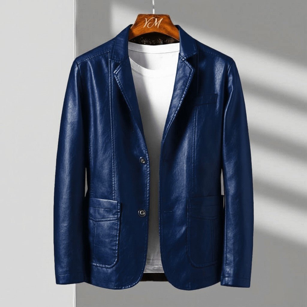 Winston | Men's Leather-Look Blazer Jacket with Notch Lapel and Two-Button Front