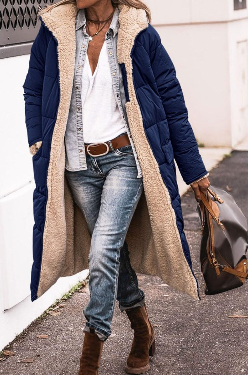 Women's Reversible Puffer Coat Sherpa Lined Hooded