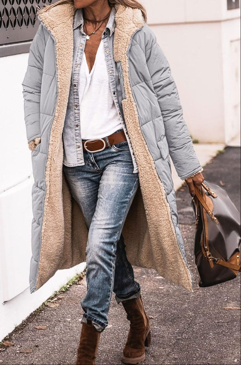 Women's Reversible Puffer Coat Sherpa Lined Hooded