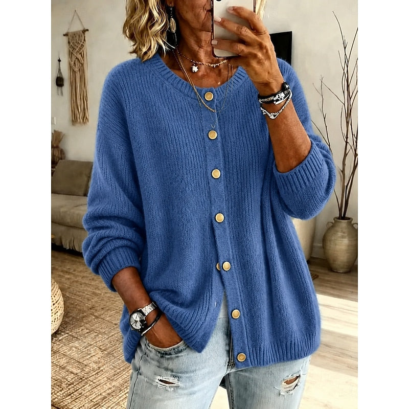 Claudette | Women's Button-Front Crew-Neck Cardigan