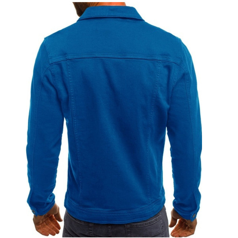 Men's Denim Jacket Cotton Button Front Dual Chest Pocket Slim Fit