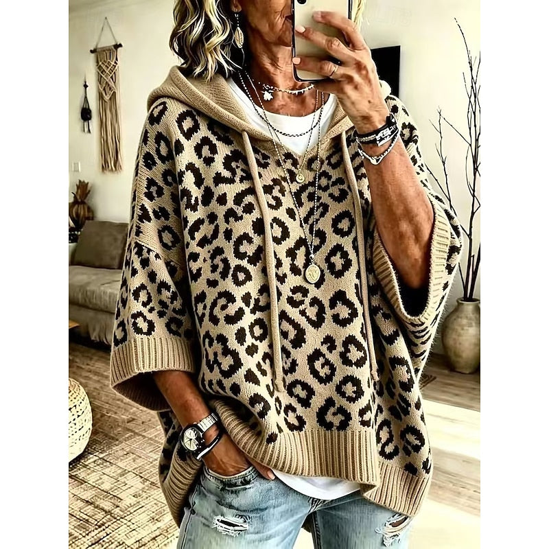 Carys | Women's Relaxed Hooded Animal-Print Jumper