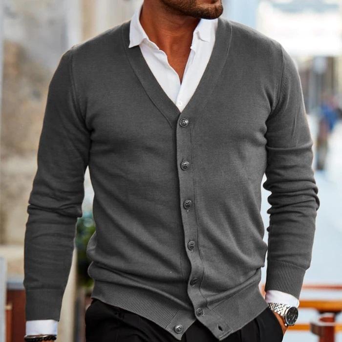 Cardigan Men's Knit Fabric Button Front Design