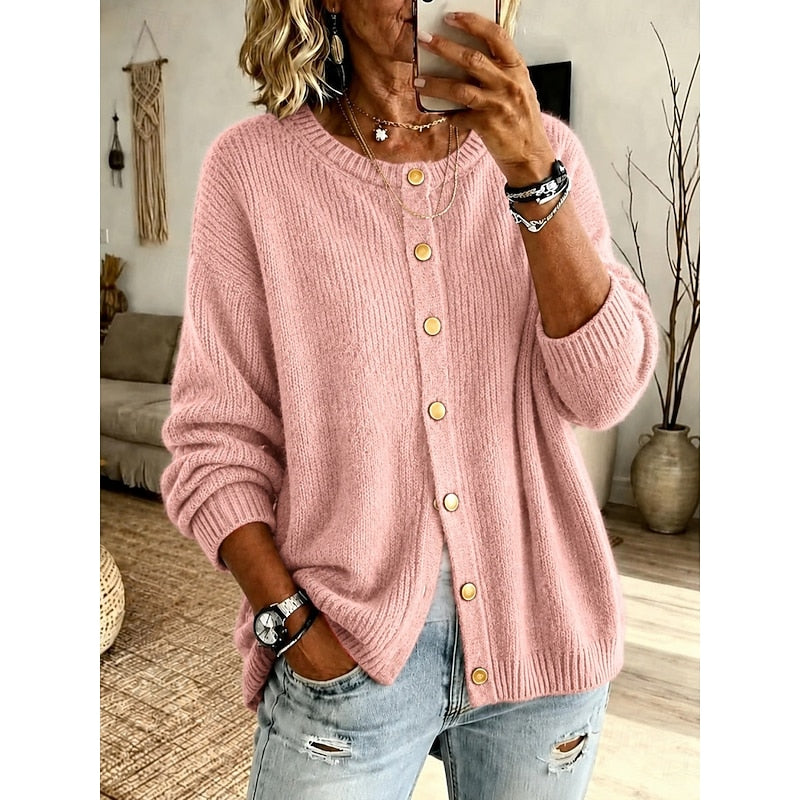 Claudette | Women's Button-Front Crew-Neck Cardigan