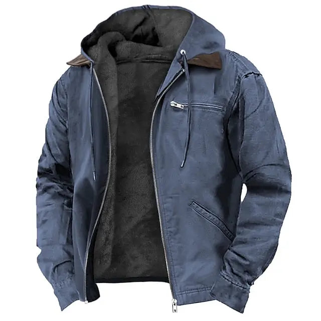 Quentin | Men's Hooded Lined Winter Jacket with Zip Pockets source image 4