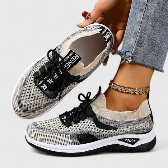 Women's Mesh Sneakers Lace Up Cushioned Sole Breathable Walking