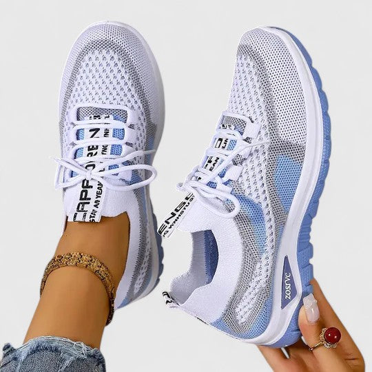 Women's Mesh Sneakers Lace Up Cushioned Sole Breathable Walking