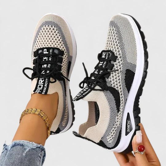 Women's Mesh Sneakers Lace Up Cushioned Sole Breathable Walking