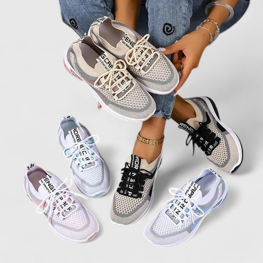 Women's Mesh Sneakers Lace Up Cushioned Sole Breathable Walking