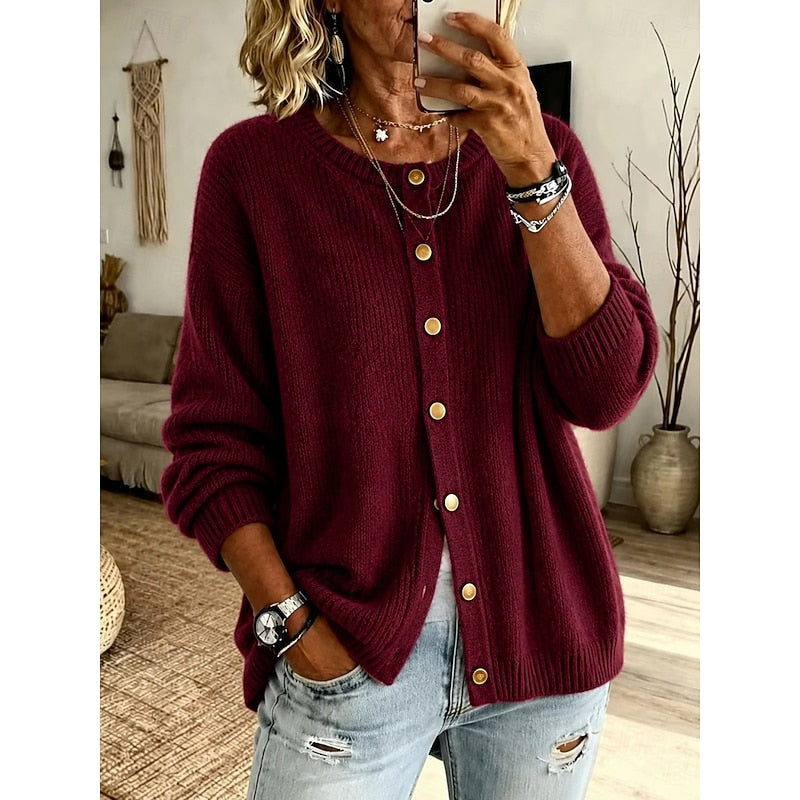 Claudette | Women's Button-Front Crew-Neck Cardigan