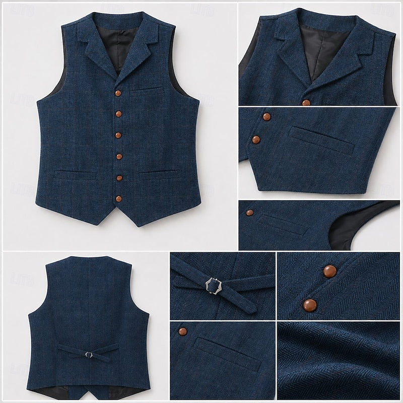 Basil | Men's Tailored Herringbone Button Waistcoat