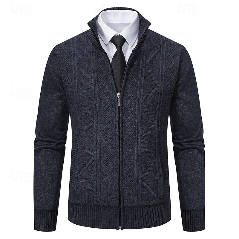 Lucian | Men's Textured Stand-Collar Zip Cardigan